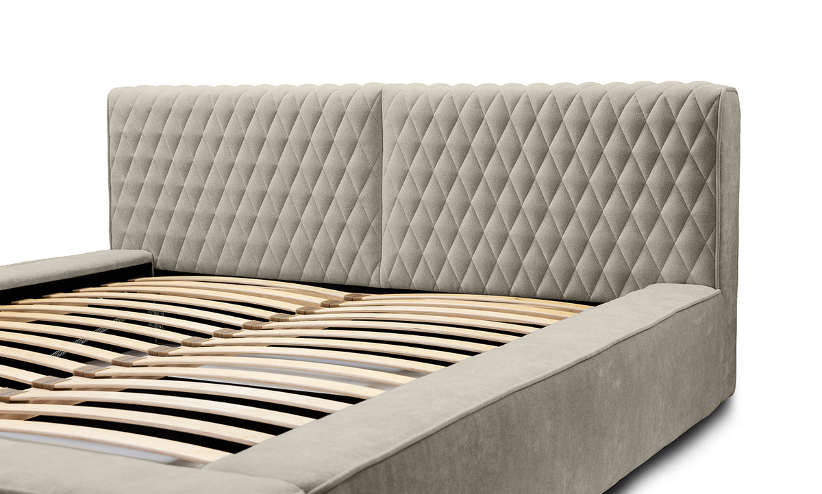 Designer Polsterbett Azzuro mit Stauraum