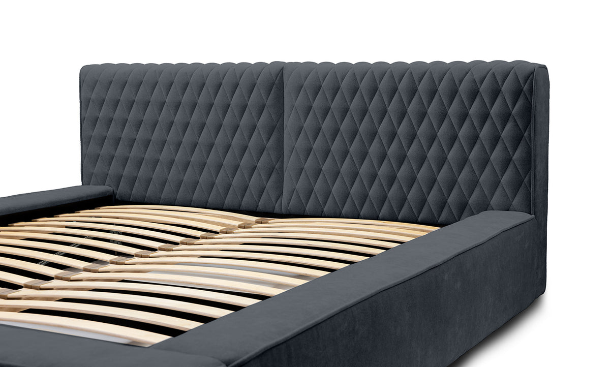 Designer Polsterbett Azzuro mit Stauraum