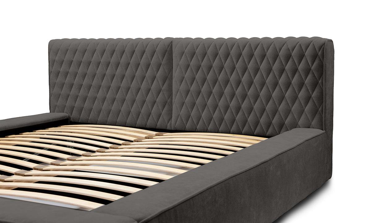 Designer Polsterbett Azzuro mit Stauraum