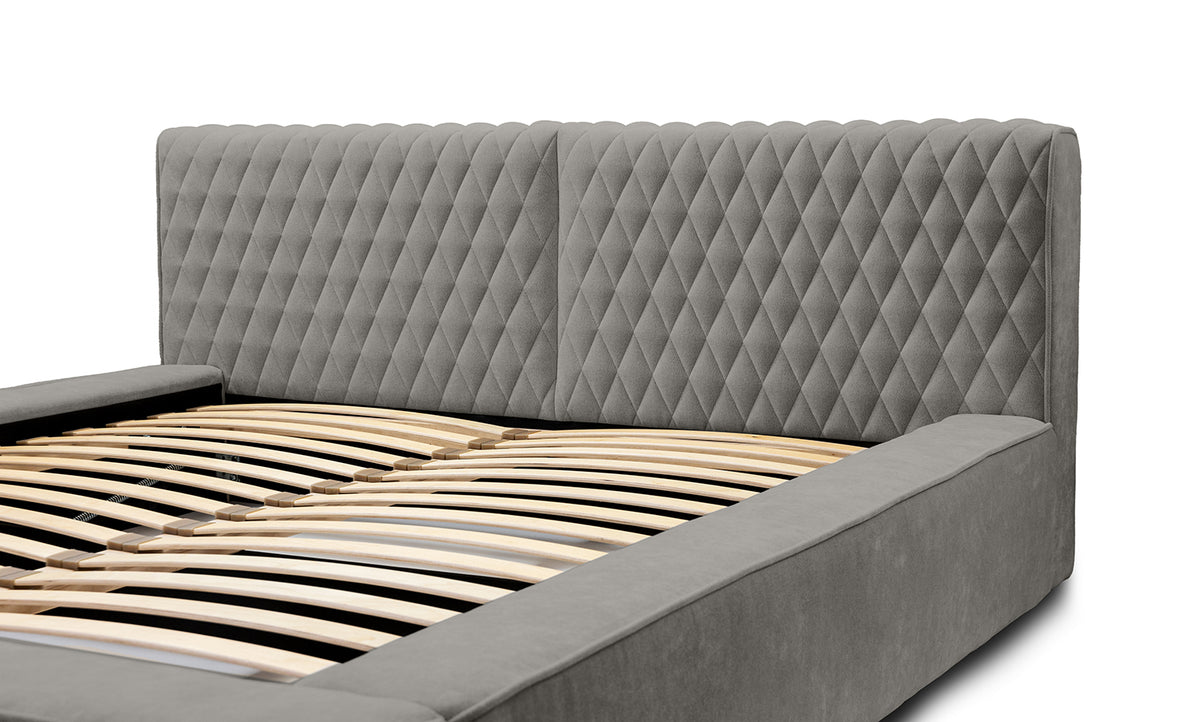 Designer Polsterbett Azzuro mit Stauraum