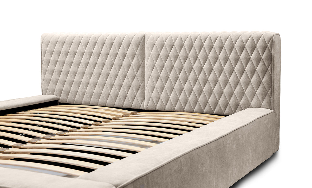 Designer Polsterbett Azzuro mit Stauraum