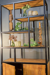 BOSKOP Industrial Bücherregal 180cm Mangoholz mit Metallgestell