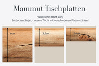 Massivholz Esstisch MAMMUT NATURE Akazie X-Gestell schwarz Baumkante 6cm Tischplatte