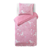 Kinderbettwäsche Glow in the Dark Einhorn-Rosa