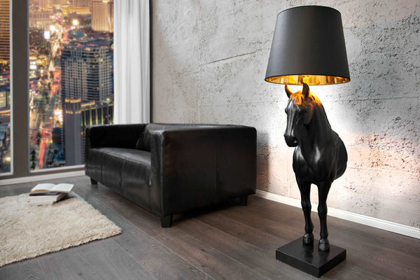 BLACK BEAUTY Extravagante Stehlampe 130cm schwarz Pferdefigur