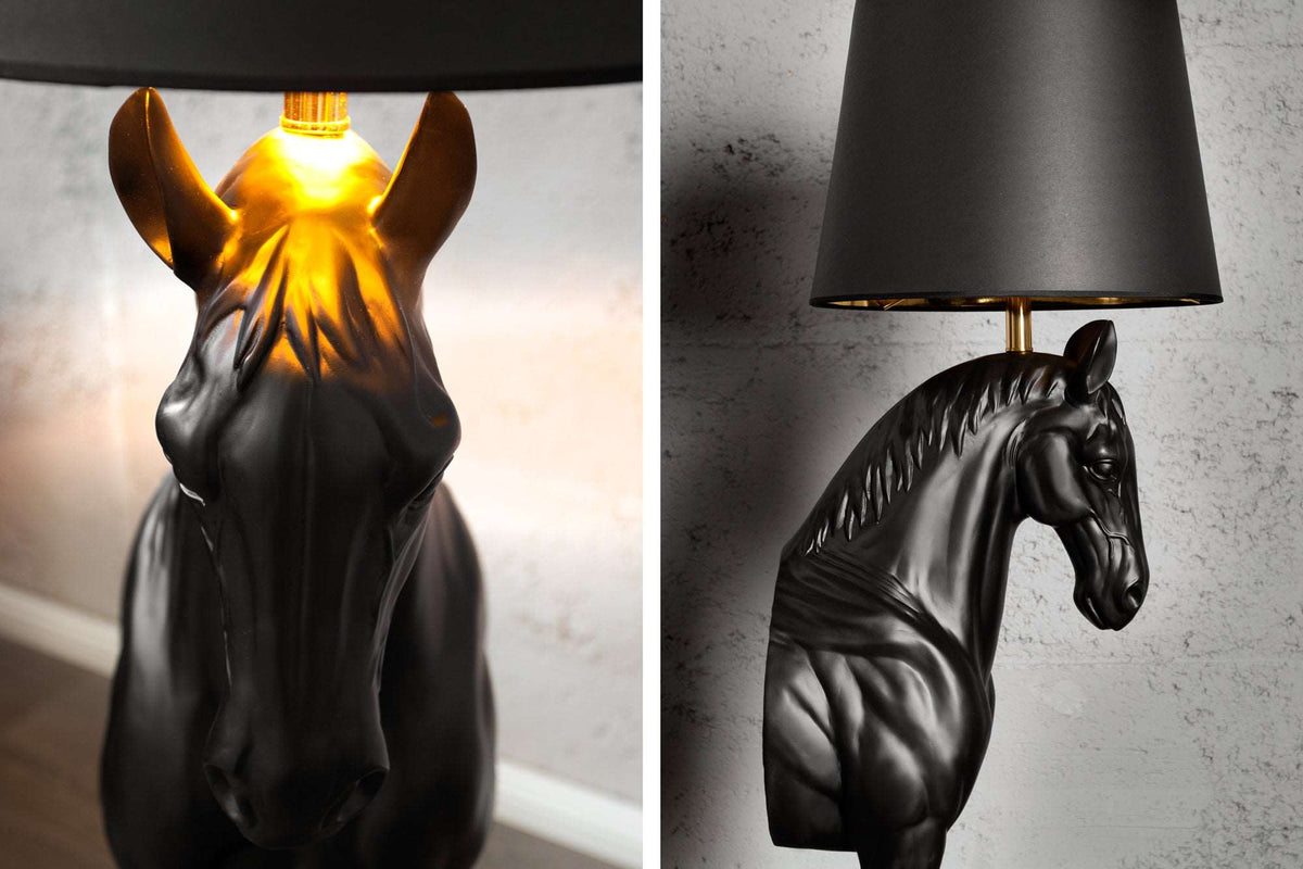 BLACK BEAUTY Extravagante Stehlampe 130cm schwarz Pferdefigur