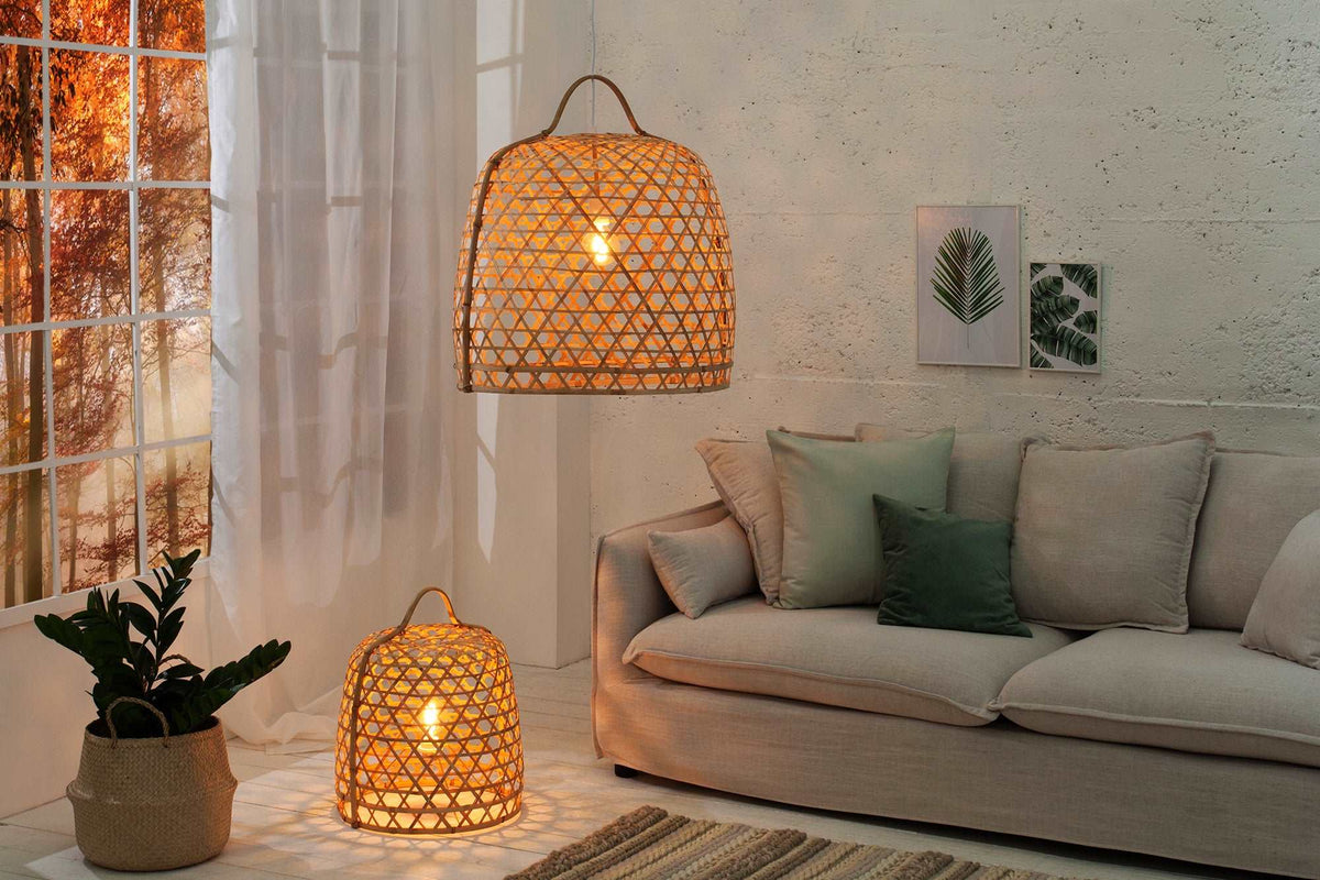 BAMBOO Handgefertigte Hängeleuchte 60cm aus naturbelassenen Materialien