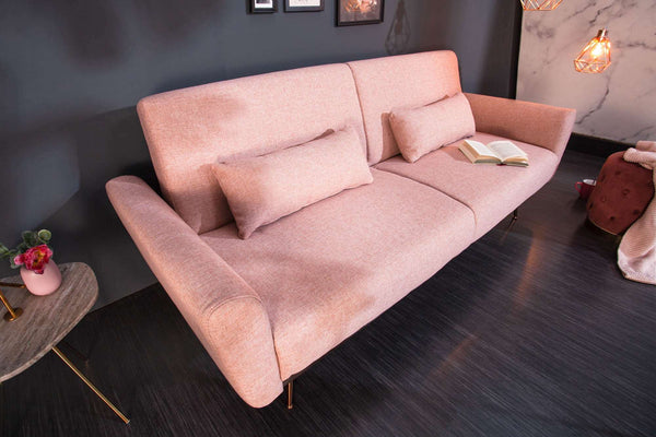 BELLEZZA Retro Schlafsofa 210cm altrosa 3-Sitzer Couch inkl. Kissen