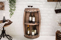 BODEGA Elegantes Regal 79cm natur Pinie halbes Weinfass Shabby Chic