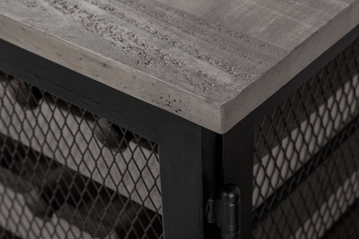 BODEGA Industrial Weinschrank 127cm recyceltes Pinienholz grau Weinregal für 55 Flaschen