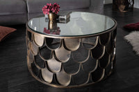 ABSTRACT Industrial Couchtisch 60cm antik Messing im Fischschuppen Design