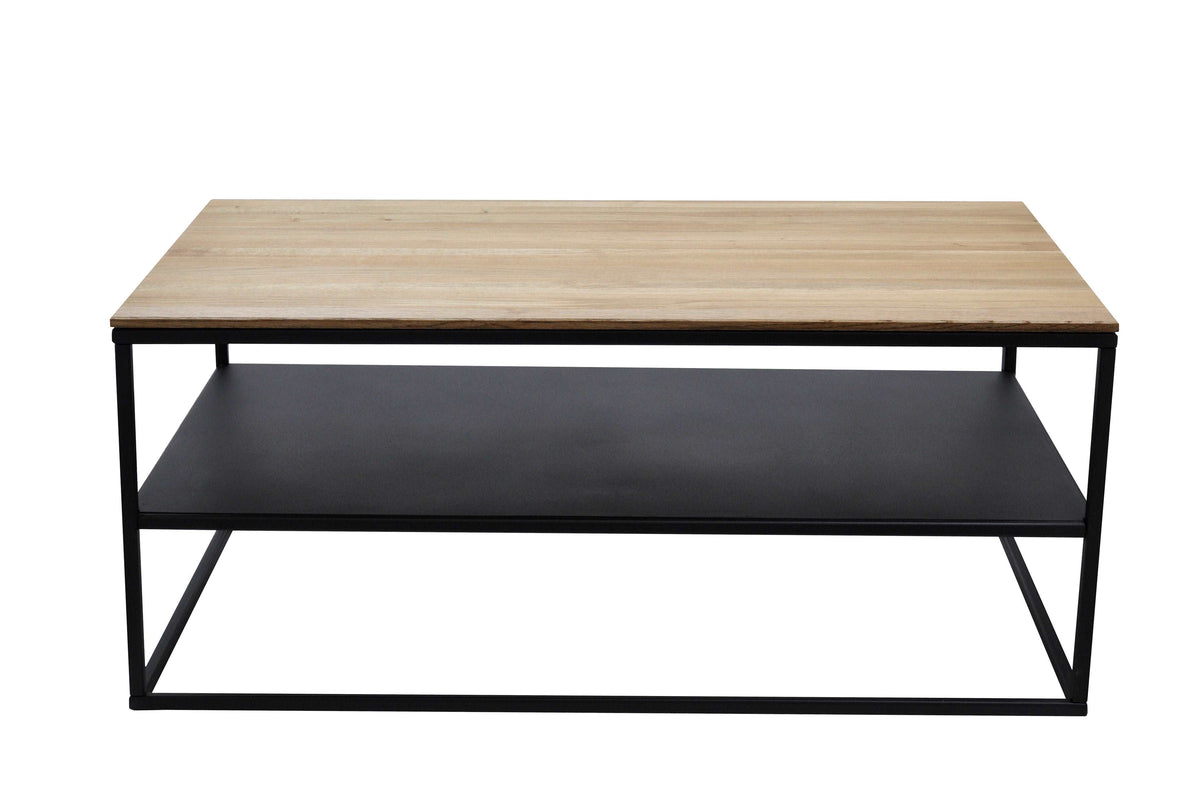 APARTMENT Industrial Couchtisch 95cm Eiche geölt mit zweiter Ablage