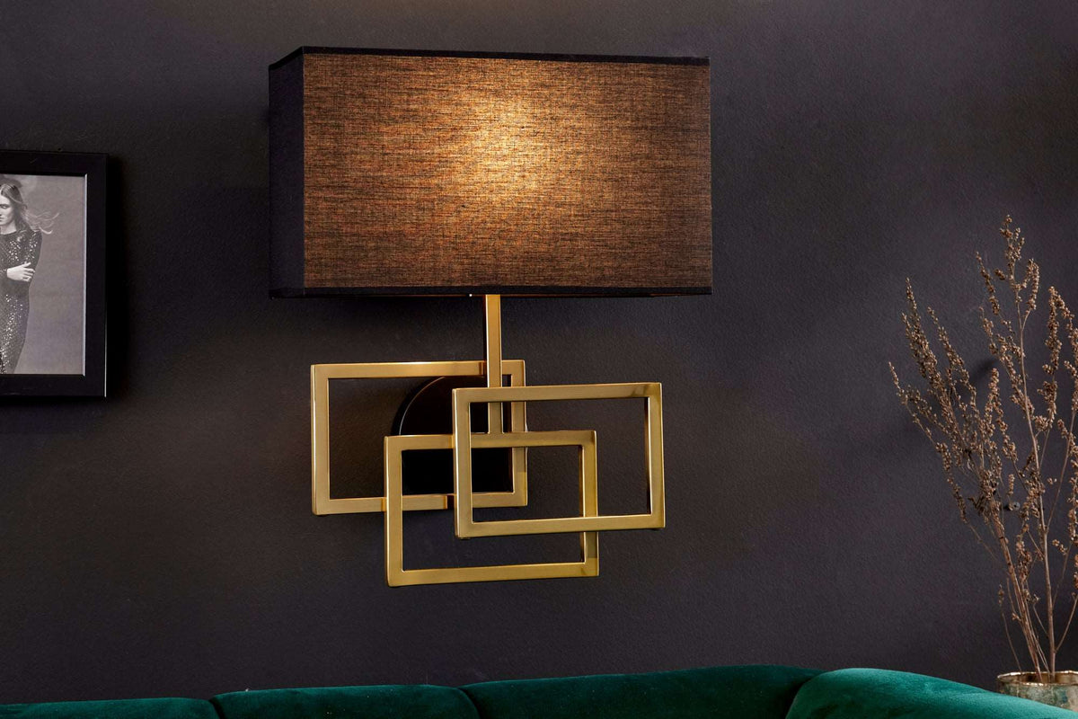 ATLANTIS Moderne Wandleuchte 44cm Stoffschirm schwarz Lampe