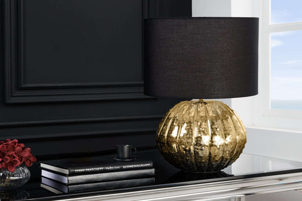 ABSTRACT Design Tischlampe 50cm (gold und silber)schwarz Metall Stoffschirm handmade
