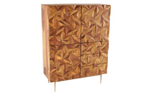 ALPINE Massives Highboard 135cm Sheesham stone finish Metall matt gold