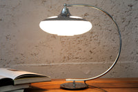 Moderne Tischlampe LUNA LOGO 45cm silber verchromt Tischleuchte