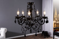 Eleganter Kronleuchter BLACK CRYSTAL 55cm schwarz Acryl 5-armig Lüster