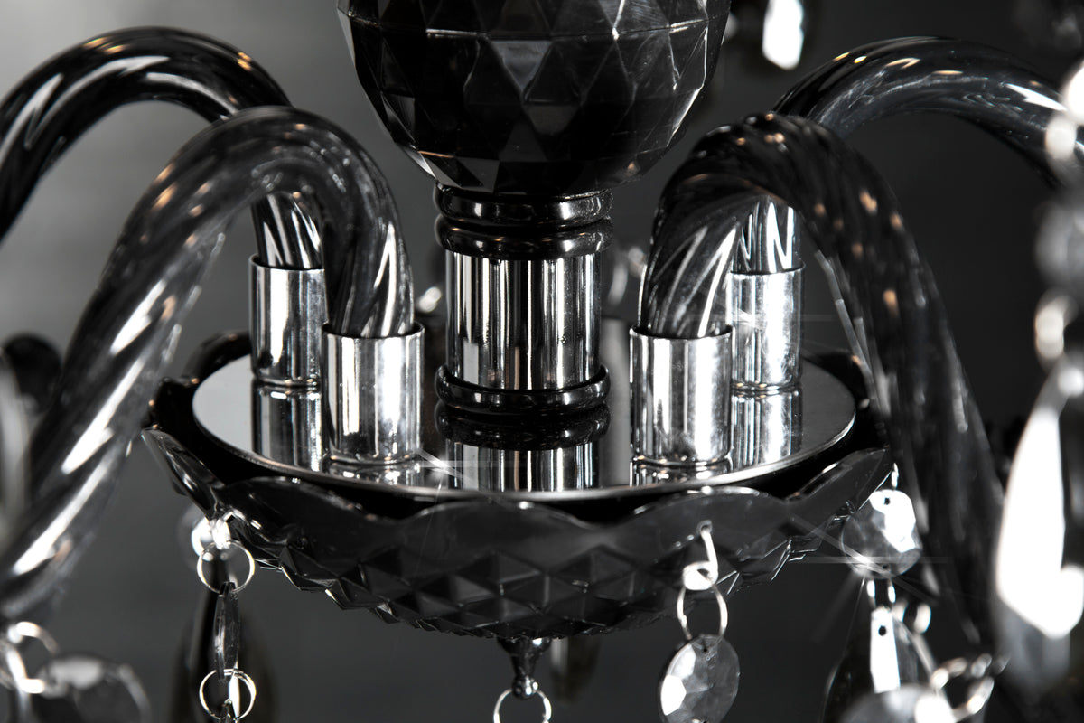 Eleganter Kronleuchter BLACK CRYSTAL 55cm schwarz Acryl 5-armig Lüster