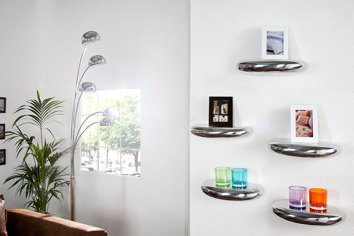 TEAR Modern design wall shelf 40cm silver aluminum