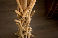 Handgefertigte Treibholz Stehlampe WILD NATURE 155cm sand mit Leinenschirm