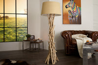 Handgefertigte Treibholz Stehlampe WILD NATURE 155cm sand mit Leinenschirm
