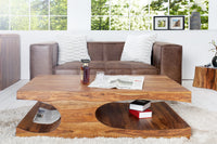 CUBUS Design Couchtisch 120cm natur Sheesham Massivholz Palisander stone finish mit Stauraum