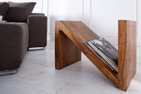 Solid side table Z 45cm Sheesham stone finish Z shape unique grain