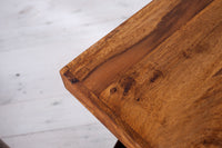 Solid side table Z 45cm Sheesham stone finish Z shape unique grain