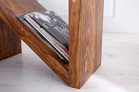 Solid side table Z 45cm Sheesham stone finish Z shape unique grain