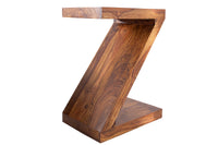 Solid side table Z 45cm Sheesham stone finish Z shape unique grain