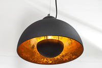 Elegante Hängelampe STUDIO 3 110cm schwarz Blattgold-Optik drei Schirme