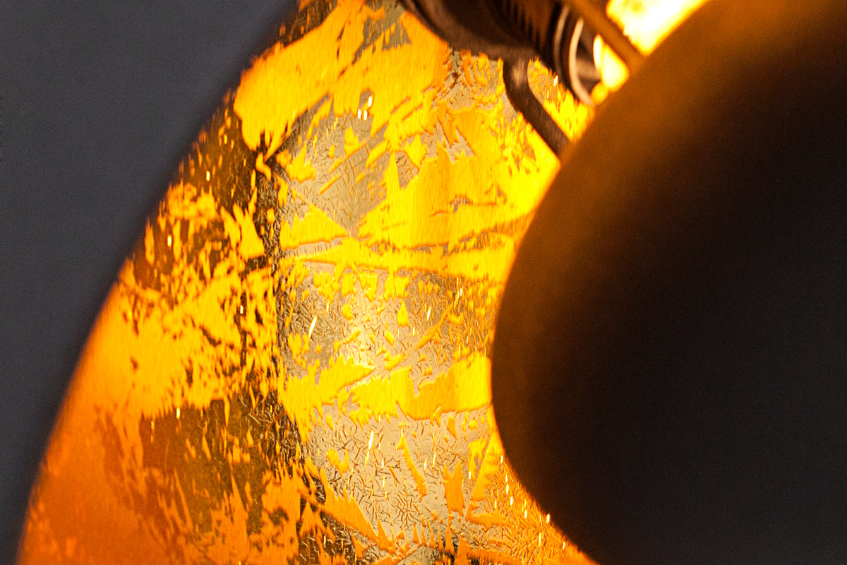 Elegante Hängelampe STUDIO 3 110cm schwarz Blattgold-Optik drei Schirme