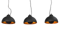 Elegante Hängelampe STUDIO 3 110cm schwarz Blattgold-Optik drei Schirme