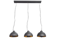 Elegante Hängelampe STUDIO 3 110cm schwarz Blattgold-Optik drei Schirme