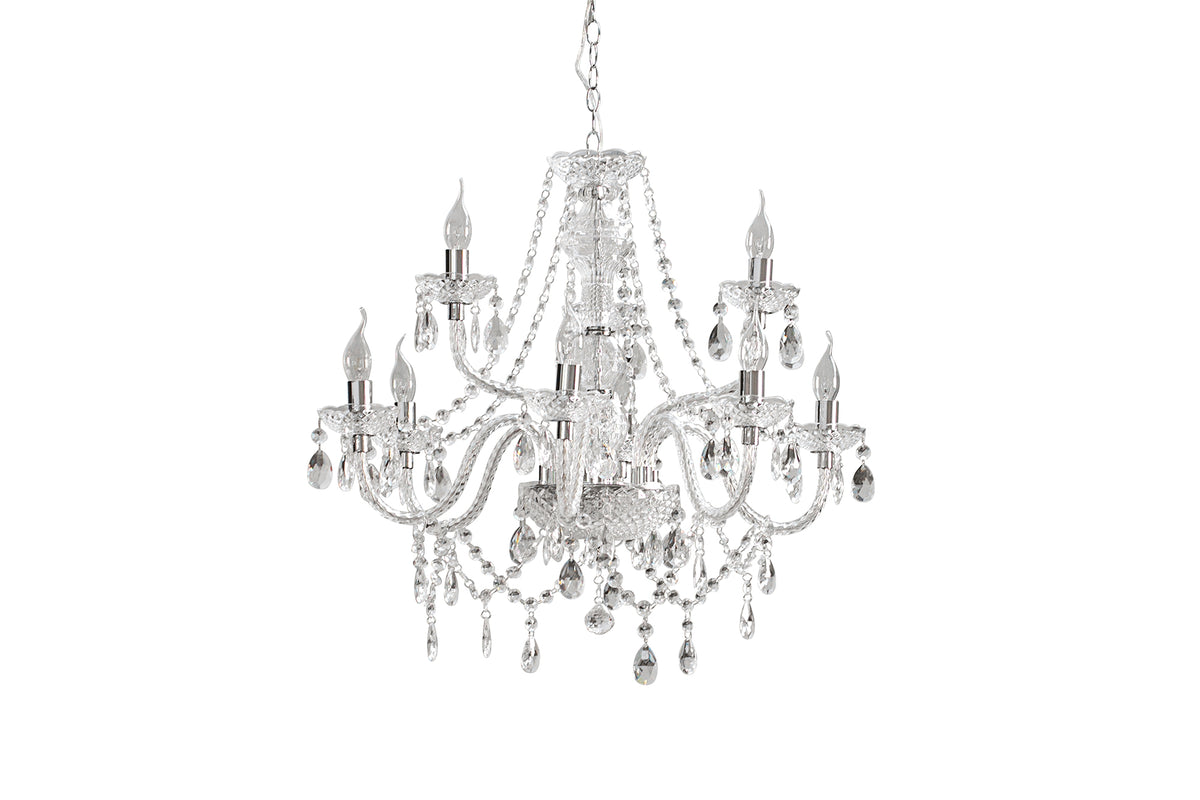 Eleganter Kronleuchter CRYSTAL 75cm klar Acryl 9-armig Lüster