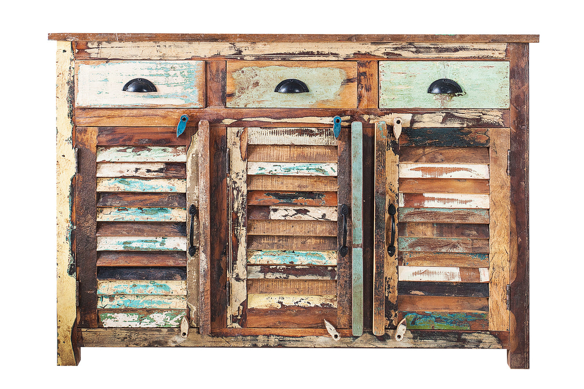 JAKARTA Unique sideboard 125cm recycled solid wood from fishing boats