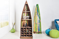 JAKARTA Solid boat rack 190cm colorful mango wood made from recycled fishing boats wine rack