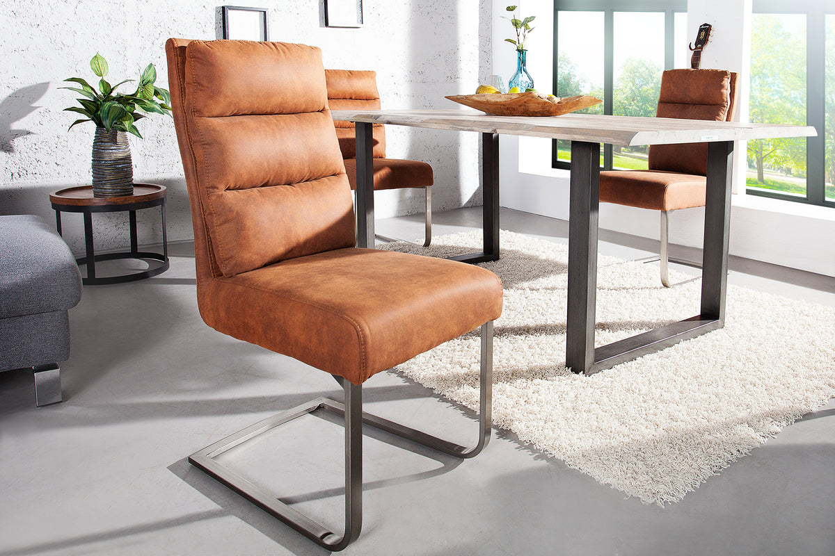 COMFORT Design Freischwinger Stuhl mit Edelstahl-Gestell