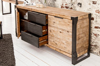 FACTORY Massives Industrial Sideboard 180cm Akazie weiß gekälkt