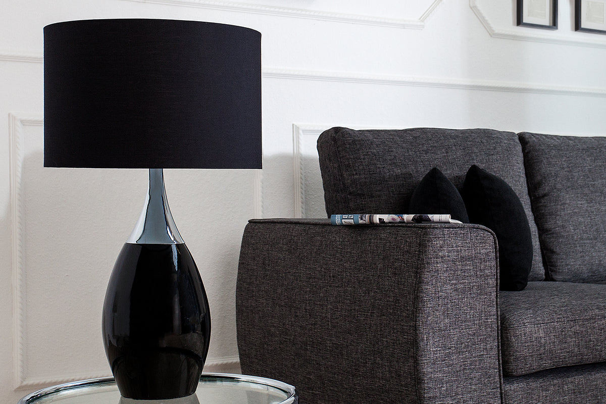 CARLA Moderne Tischlampe 60cm mit Leinenschirm