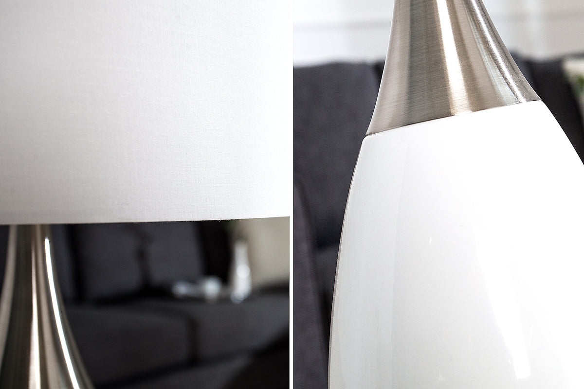 CARLA Moderne Tischlampe 60cm mit Leinenschirm