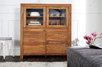 PURE Solid highboard 140cm Sheesham stone finish display case rosewood
