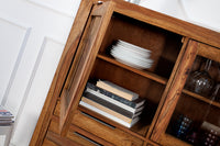 PURE Solid highboard 140cm Sheesham stone finish display case rosewood