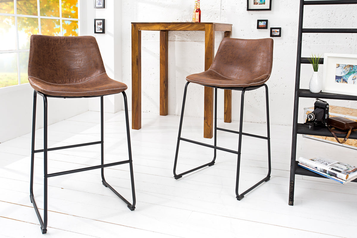 DJANGO Design Barstuhl vintage braun mit Eisengestell