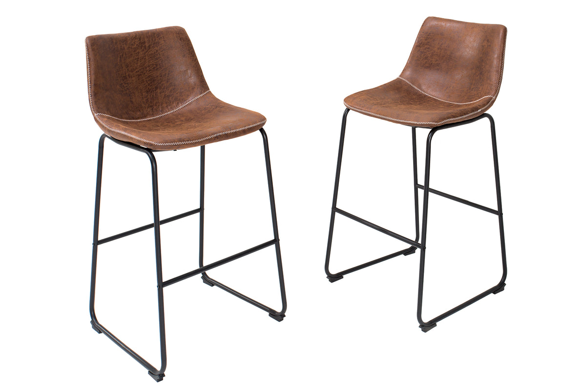 DJANGO Design Barstuhl vintage braun mit Eisengestell