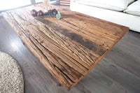 BARRACUDA Eindrucksvoller Couchtisch 110cm antik Teakholz mit Kufengestell und Glas