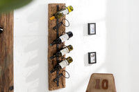 Massives Wand Weinregal BARRACUDA 100cm natur Teakholz Flaschenhalter
