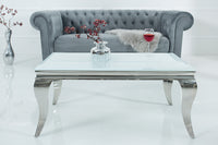 MODERN BAROCK Eleganter Couchtisch 100cm silber mit weißem Opalglas