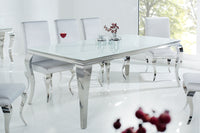 MODERN BAROQUE Elegant design dining table 200cm white stainless steel opal glass table top