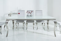 MODERN BAROQUE Elegant design dining table 200cm white stainless steel opal glass table top